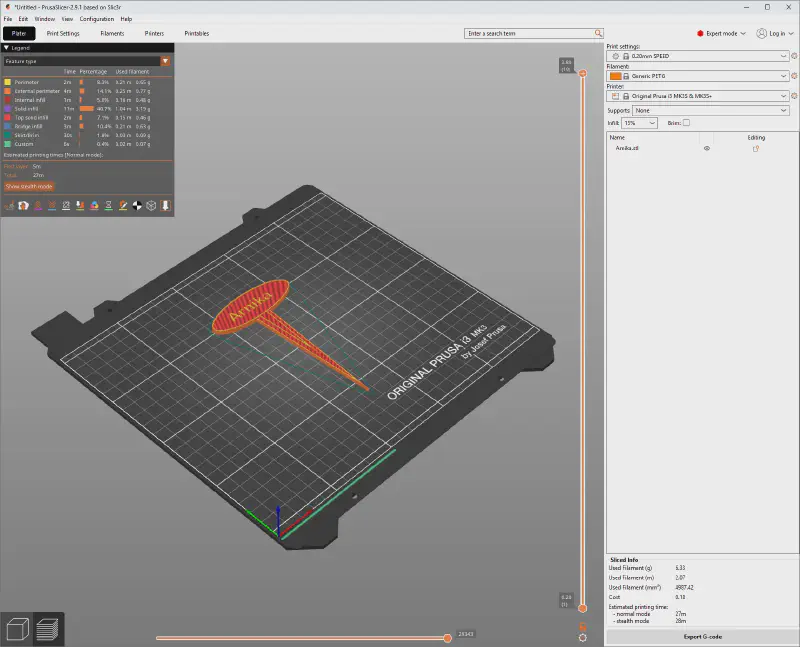 PrusaSLicer Arnika sliced