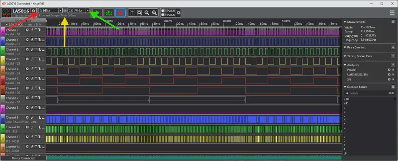 Kingst VIS - Abtastrate und Speichertiefe 1