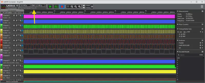 Kingst VIS - Abtastrate und Speichertiefe 2