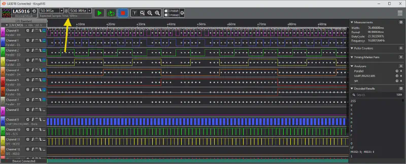 Kingst VIS - Abtastrate und Speichertiefe 3