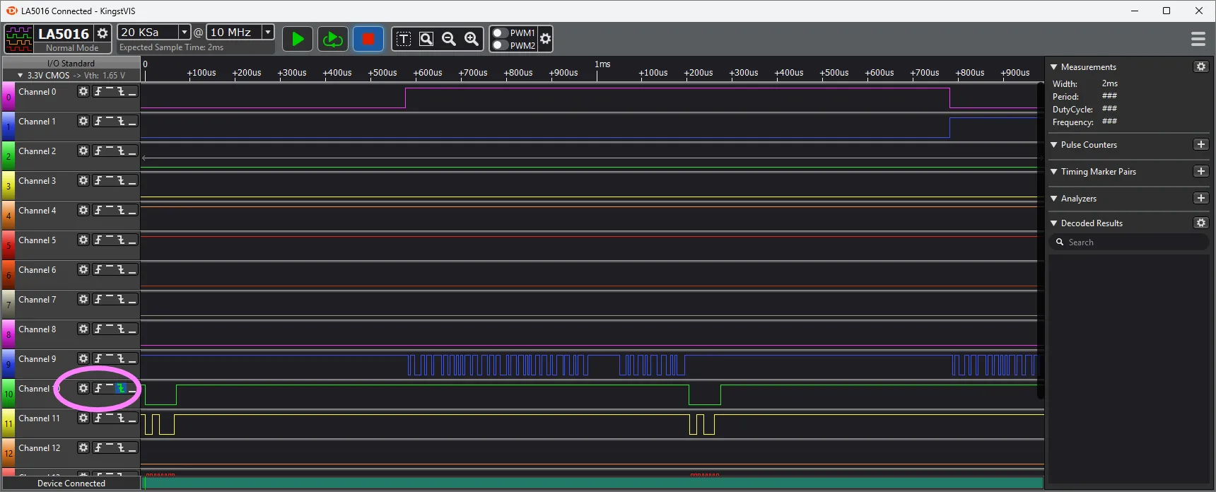 Kingst VIS - Trigger falling edge