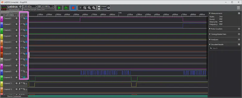Kingst VIS - Trigger falling edge + Zähler=0 