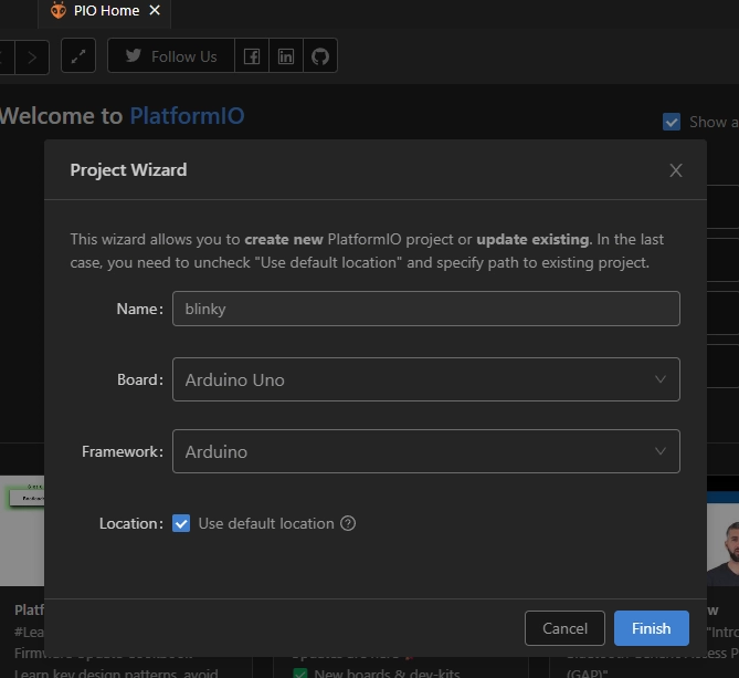 Neues Projekt Erstellen Parameter